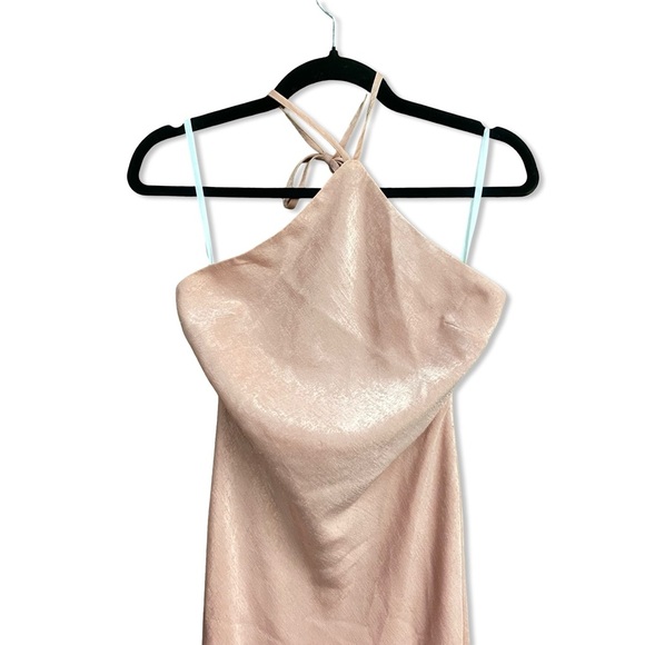 Michael Costello x Revolve Millie Gown dress Blush pink Halter maxi slip Flaw S - Picture 7 of 10